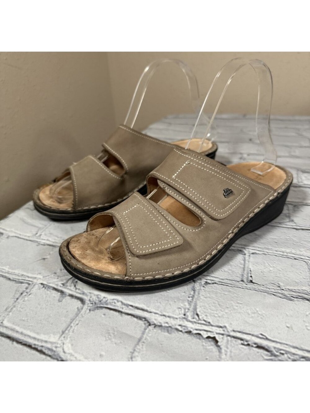 Finn Comfort Jamaika Jamaica Tan Double Strap Slip On Wedge Sandals Womens 37 /7